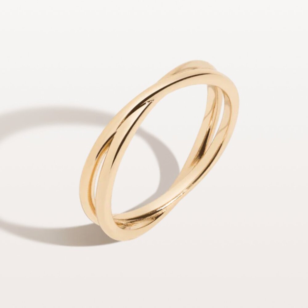 Aurate Solid 14K Gold Crossover Ring Size 8